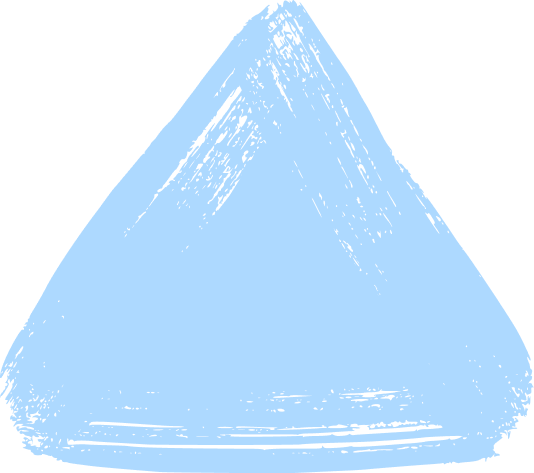 Blue triangular shape with textured surface on a white background