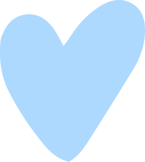 Solid light blue heart shape on a white background