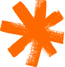 Orange asterisk symbol on a white background